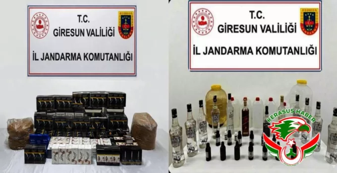 Jandarma’dan; Espiye ve Eynesil’de Kaçak Tütün ve Alkol Operasyonu
