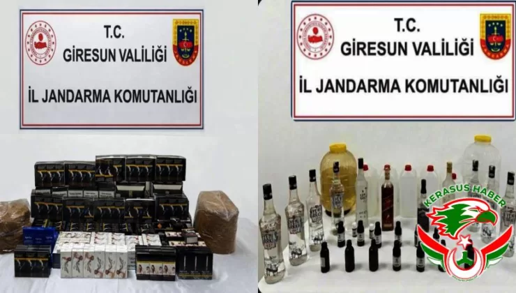 Jandarma’dan; Espiye ve Eynesil’de Kaçak Tütün ve Alkol Operasyonu